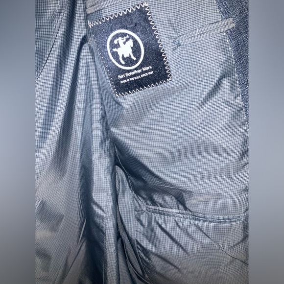 Mens Hart Schaffner Marx 43R Gray Blue Plaid Wool Made in USA Blazer Suit Coat - Picture 10 of 15